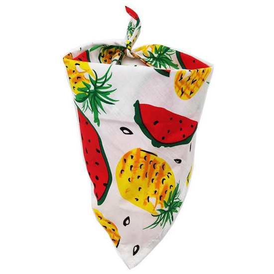 Dog Bandana Scarf Cat Bibs Fruit Print Pineapple Banana Pear Pattern Cotton Plaid Washable Dog Bandana Dog Accessories