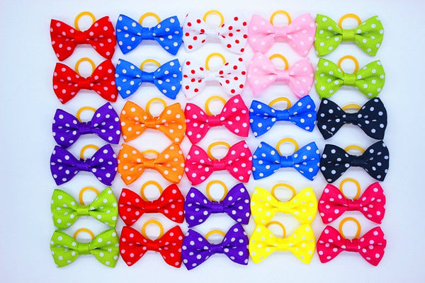 10/20/30pcs New Various partten Dog Hair Rubber Bands Polka Dots Pattern Style hairpins Pet Dog Hair pet grooming accessories