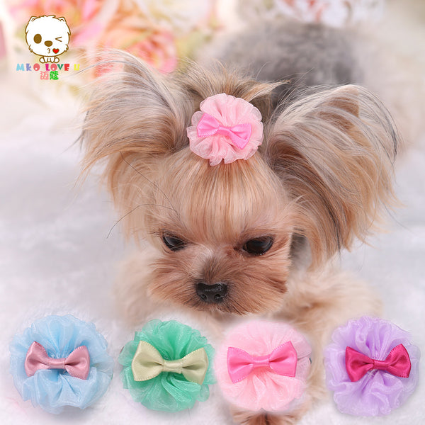 5PCS handmade camellia Pet Puppy dog cat Hairpin hair dog Hair Clips Dog Grooming Accessories Decorative Pet hair accessories