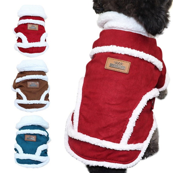 Pet Dogs Faux Suede Fleece Jacket Puppy Warm 2-Legged Coat Chihuahua Teddy Winter Thickening Clothing For Dogs