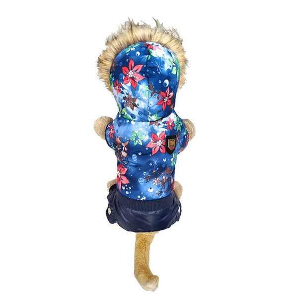 New Pineocus Hooded Warm Winter Thickness Pet Dog Clothes Cat Puppy Dogs Coat Jackets With Flower Pattern From S-XL