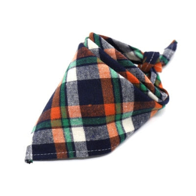 Reversible Dog Bandana Cotton linen Plaid Pet Trianguar bandage Scarf Bow ties Collar Square Cat dog Decoration Accessories
