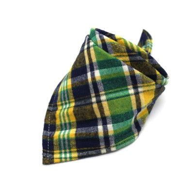 Reversible Dog Bandana Cotton linen Plaid Pet Trianguar bandage Scarf Bow ties Collar Square Cat dog Decoration Accessories