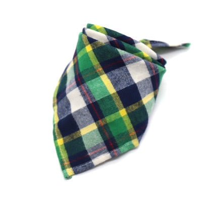 Reversible Dog Bandana Cotton linen Plaid Pet Trianguar bandage Scarf Bow ties Collar Square Cat dog Decoration Accessories