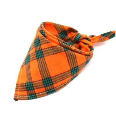 Reversible Dog Bandana Cotton linen Plaid Pet Trianguar bandage Scarf Bow ties Collar Square Cat dog Decoration Accessories