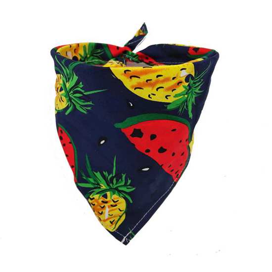Dog Bandana Scarf Cat Bibs  Fruit Print Pineapple Banana Pear Pattern Cotton Plaid Washable Dog Bandana  Dog Accessories