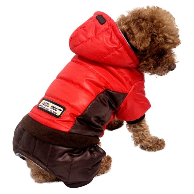 Winter Pet Clothes Warm Hooded Dog Coat For Chihuahua French Bulldog 4 Legged Cotton Padded Pet Clothing