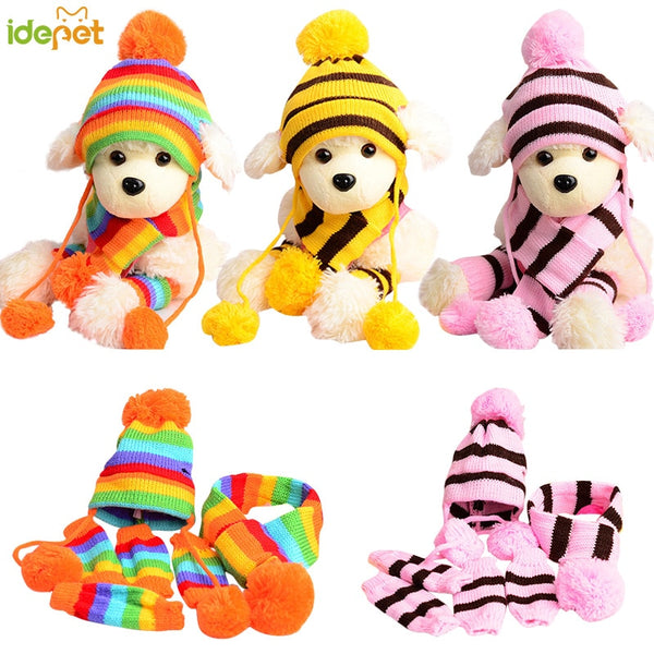Pet Dog Hat Cap Scarf and Foot cover Hat For Dogs Casual Three-piece Suit Cap For Dog Hat Chihuahua Yorkshire Pet Hat  Scarf 20