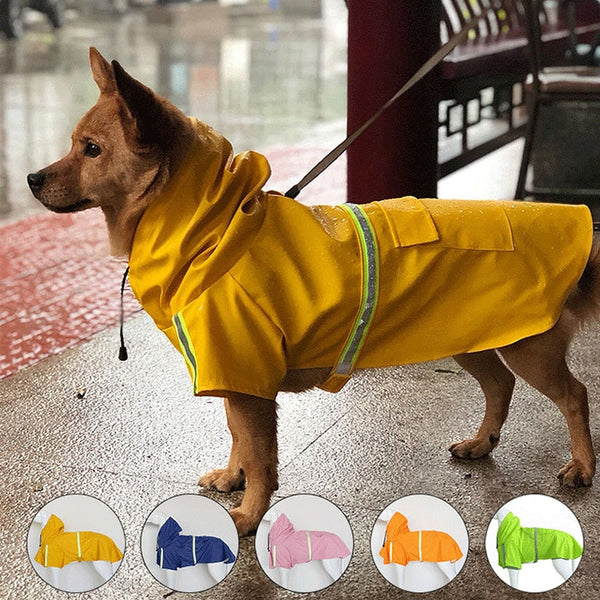 Dog rain coat clothes pet big dog puppy raincoat casual waterproof jacket costumes yellow plus size XXL raincoat for large dogs