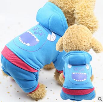 Autumn Winter Cotton Pet Dog Clothes Warm Cartoon Dog Jacket Four Feet French Bulldog Pet Clothing For Small Medium XS-XXL