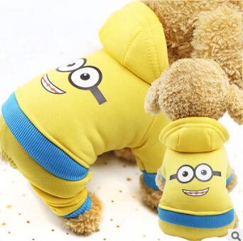Autumn Winter Cotton Pet Dog Clothes Warm Cartoon Dog Jacket Four Feet French Bulldog Pet Clothing For Small Medium XS-XXL