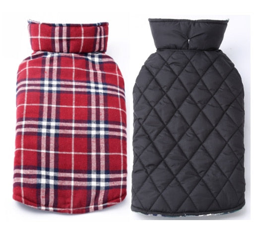 Plaid shape Waterproof Reversible Dog Jacket Apparel Clothes Warm and Windproof Coat Jacket Autumn/Winter Large Pet Dog Clothes