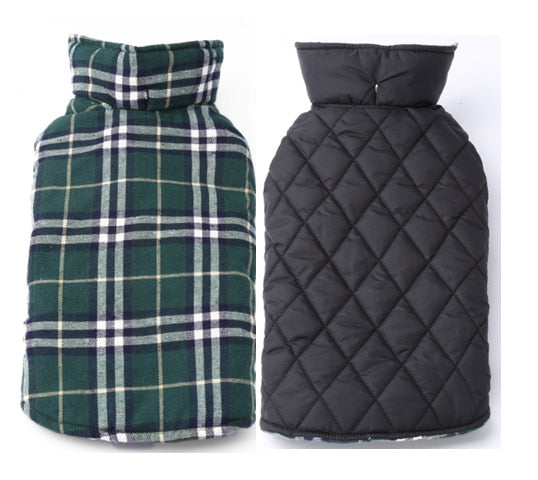 Plaid shape Waterproof Reversible Dog Jacket Apparel Clothes Warm and Windproof Coat Jacket Autumn/Winter Large Pet Dog Clothes