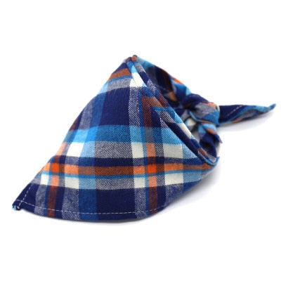 Reversible Dog Bandana Cotton linen Plaid Pet Trianguar bandage Scarf Bow ties Collar Square Cat dog Decoration Accessories