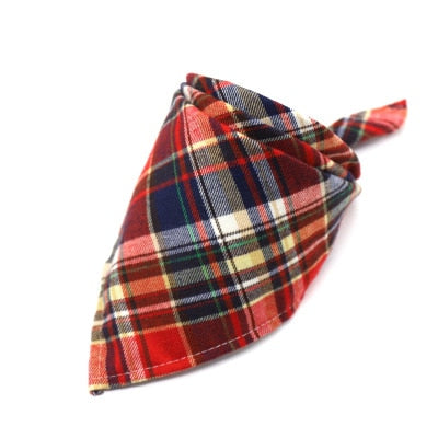 Reversible Dog Bandana Cotton linen Plaid Pet Trianguar bandage Scarf Bow ties Collar Square Cat dog Decoration Accessories