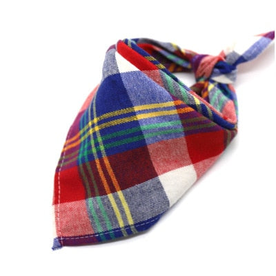 Reversible Dog Bandana Cotton linen Plaid Pet Trianguar bandage Scarf Bow ties Collar Square Cat dog Decoration Accessories