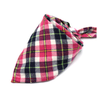 Reversible Dog Bandana Cotton linen Plaid Pet Trianguar bandage Scarf Bow ties Collar Square Cat dog Decoration Accessories