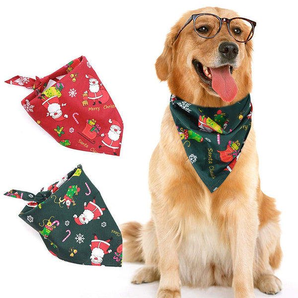 Dog Bandana Christmas Pet Costume Stylish Christmas Santa Scarf Bibs Kerchief Accessories for Small Medium Large Dogs Cats