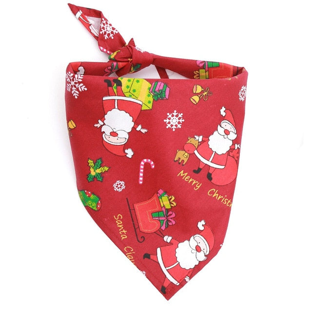 Dog Bandana Christmas Pet Costume Stylish Christmas Santa Scarf Bibs Kerchief Accessories for Small Medium Large Dogs Cats